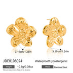 Gold-Tone Floral Stainless Steel Earring Collection size and proportion reference