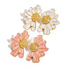 Gold Tone Colored Floral Stainless Steel Stud Earrings — close-up of the layered petals
