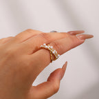 Pearl-Look Crossover Stainless Steel Ring Collection — wholesale view 2