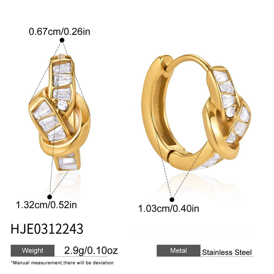 Stainless steel rhinestone knot hoop dimensions