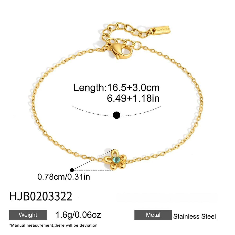 Small flower-center bracelet with extender