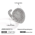 Silver tone mesh dome ring with dimensions
