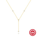 gold plated 925 sterling silver floral zirconia Y necklace