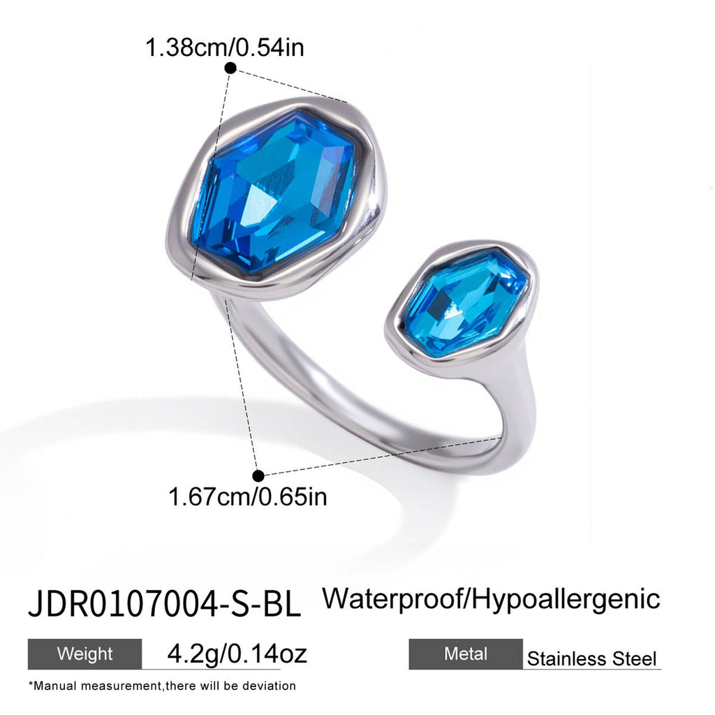 Blue stone stainless steel ring front and side profile