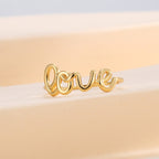 front view of the rounded open letter ring design
