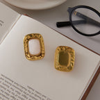 Rectangular earrings showing front and reverse