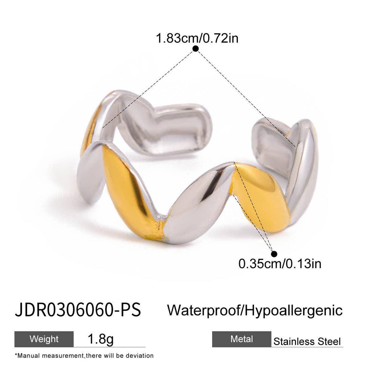 Two-Tone Sculptural Stainless Steel Ring Collection — fifth asymmetric ring option
