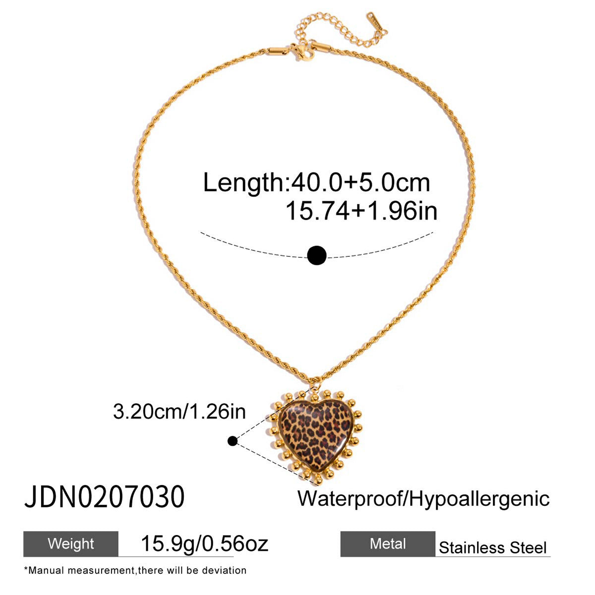 Ivory heart charm necklace specification view