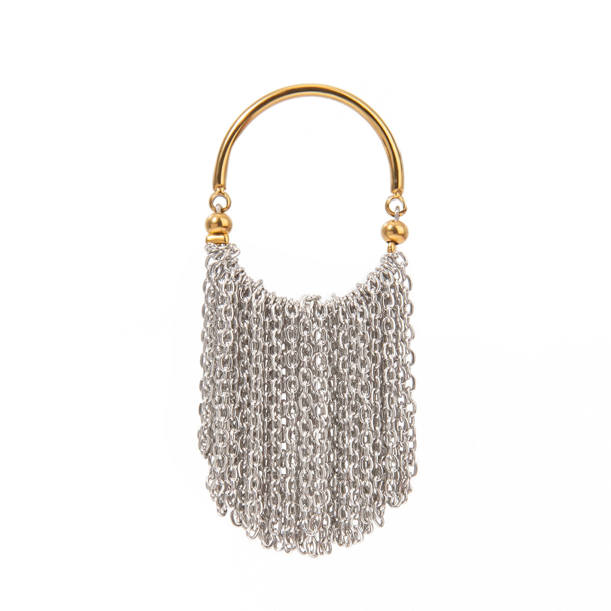 Isolated chain fringe ring with fine hanging tassels
