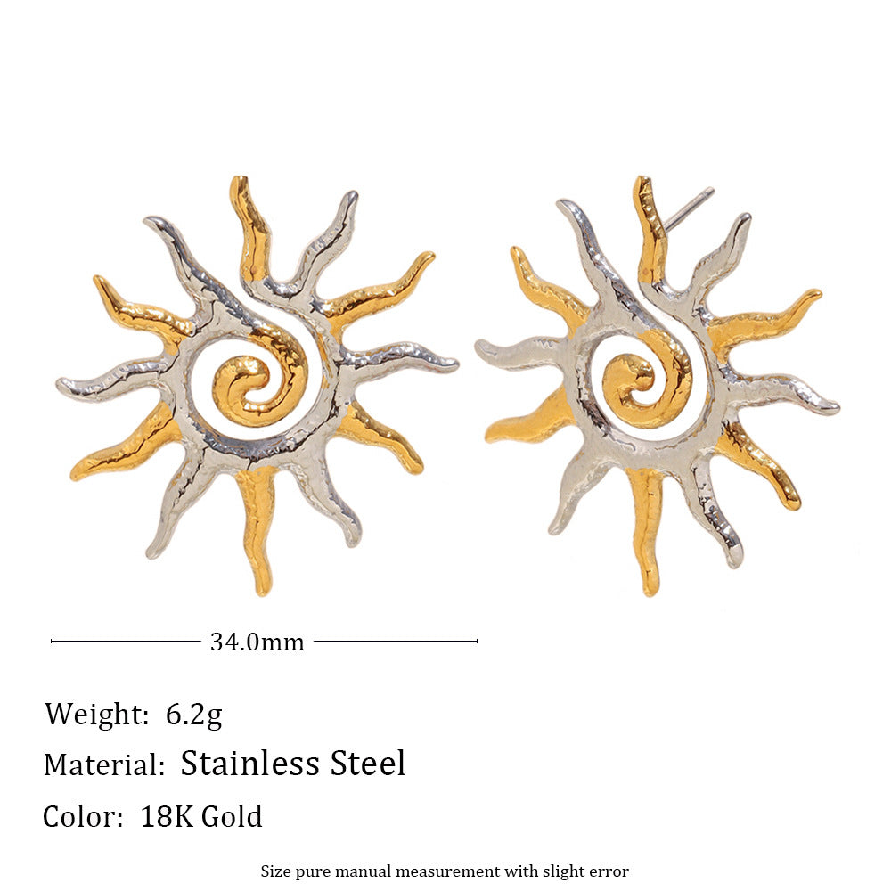 34 mm gold plated and silver-finish sunburst stud dimensions and weight