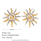 34 mm gold plated and silver-finish sunburst stud dimensions and weight