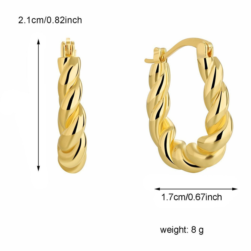 twisted rope hoop earrings with 21 by 17 millimeter measurements