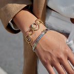 Two-Tone Circular Link Stainless Steel Bracelet styled product view