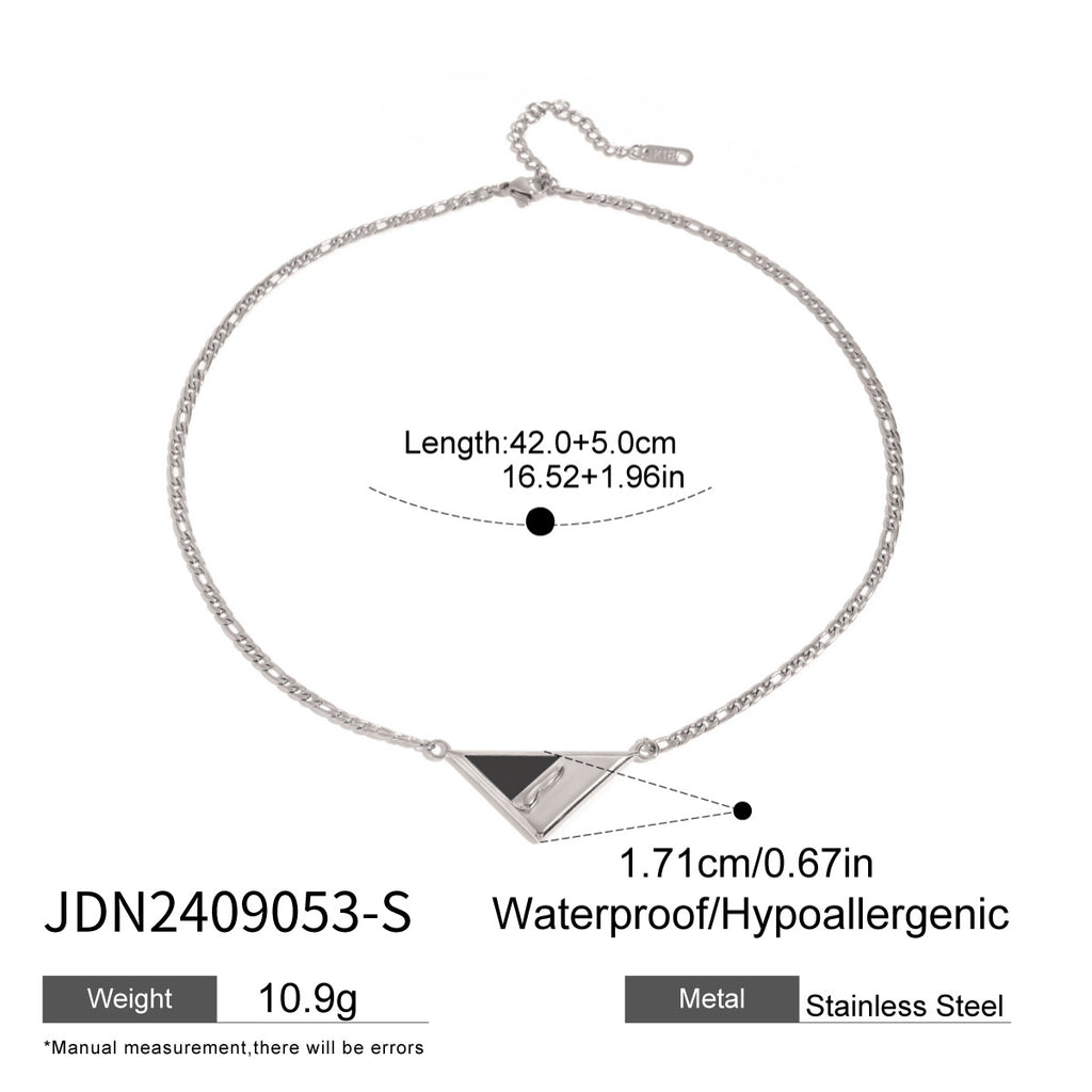 Mixed-Finish Geometric Shell Stainless Steel Pendant Necklaces — wholesale view 6
