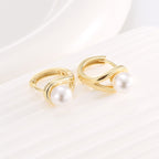 gold plated 925 sterling silver pearl twist hoop earrings — product image 3 of 9