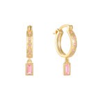 gold plated 925 sterling silver baguette zirconia drop hoop earrings — product image 7 of 11