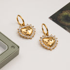 Stainless Steel Heart and Clear Accent Earring Collection – flat-lay view