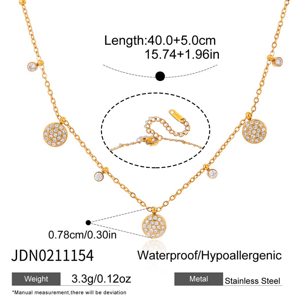 Round pave charm necklace with measurements