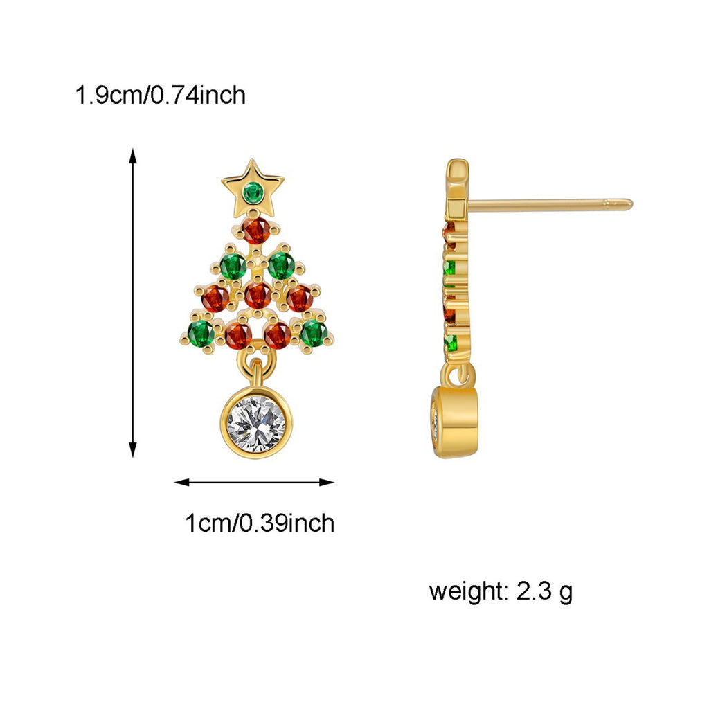 Multicolor Christmas tree earring dimension image showing 19 by 10 mm