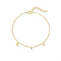 gold plated 925 sterling silver anklet with moon zirconia and star charms