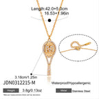 Clear-accent M tennis racket necklace