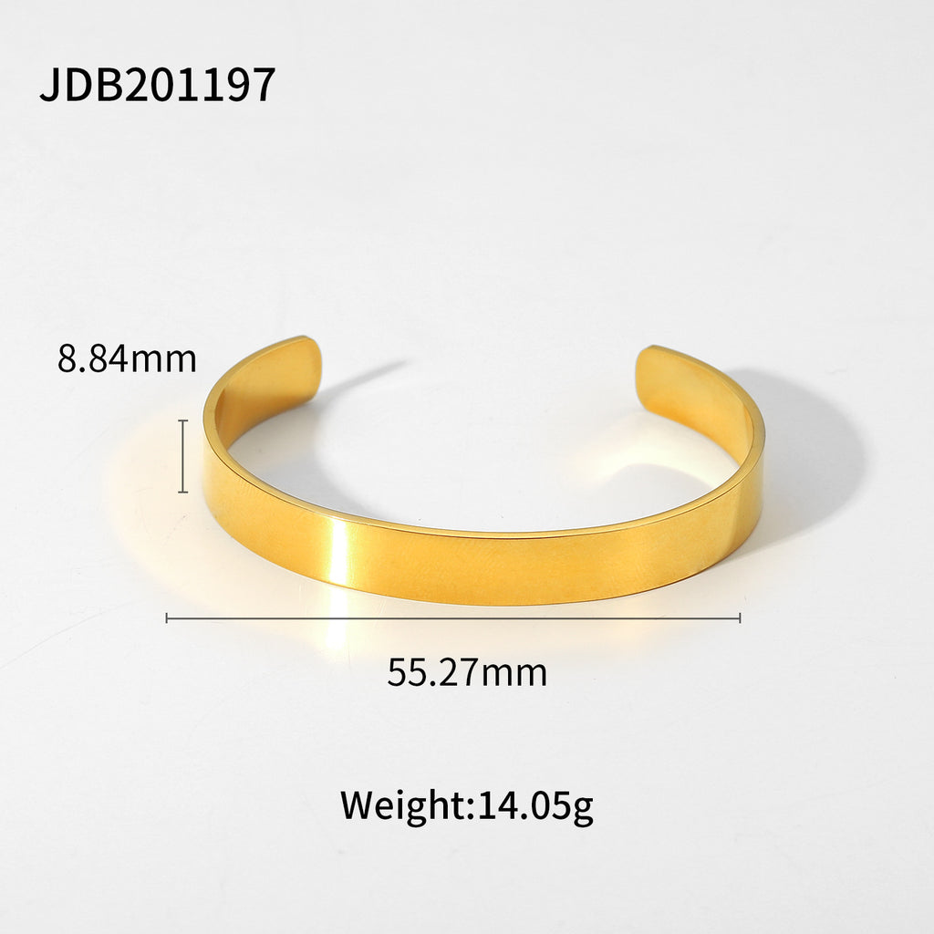 Flat polished gold-tone open cuff