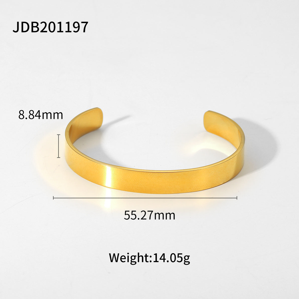 Flat polished gold-tone open cuff