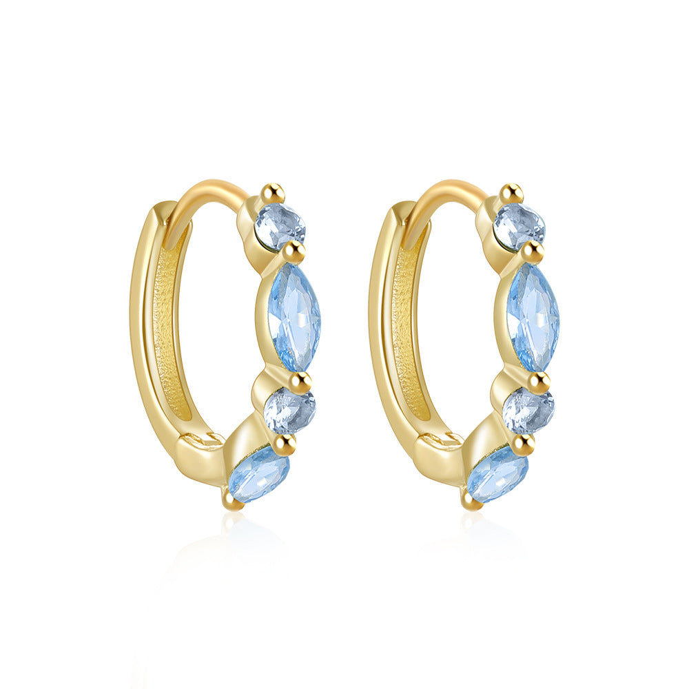 gold plated 925 sterling silver marquise stone huggie earrings — product image 7 of 9