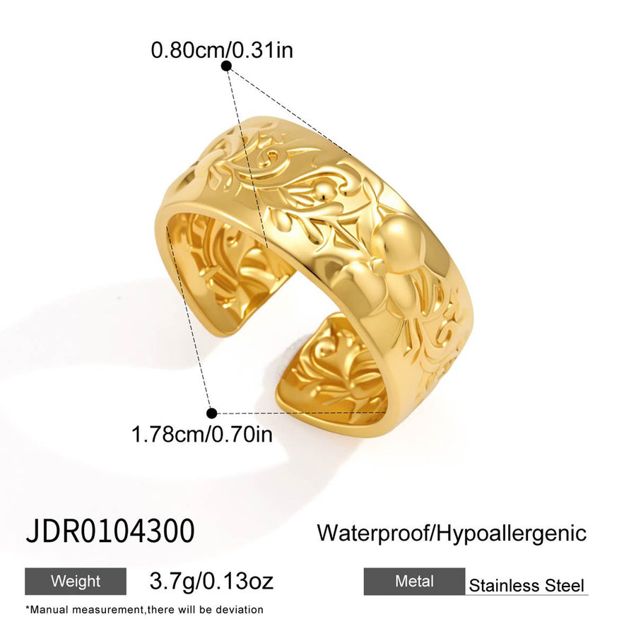 Straight floral stainless steel band measurement image