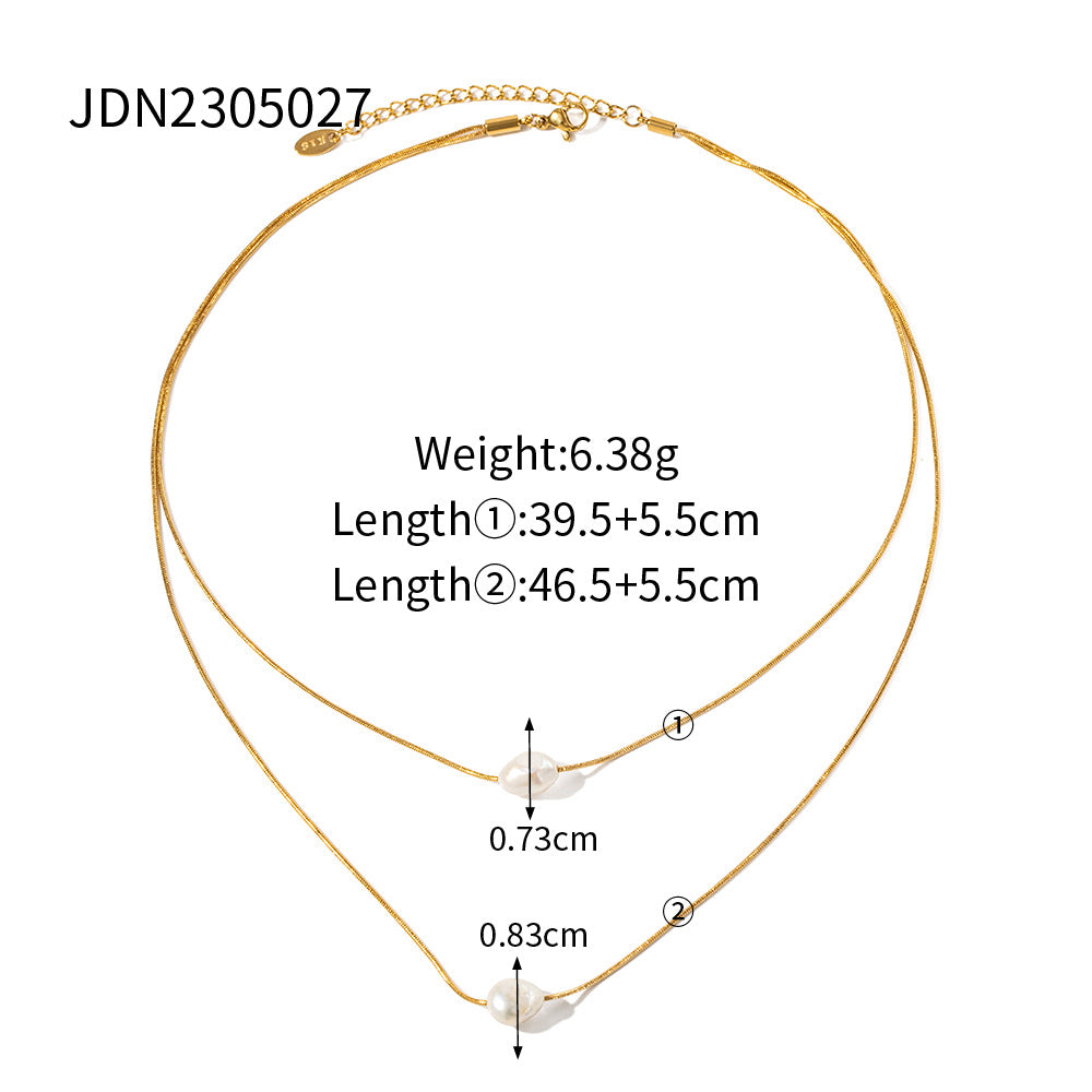 Layered Pearl-Look Stainless Steel Necklace Collection variant reference
