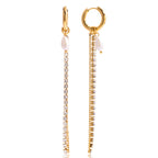 Gold-Tone Clear Accent Tassel Stainless Steel Drop Earrings finish and shape detail