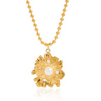 Gold-Tone Floral Stainless Steel Pendant Necklace Collection finish and shape detail