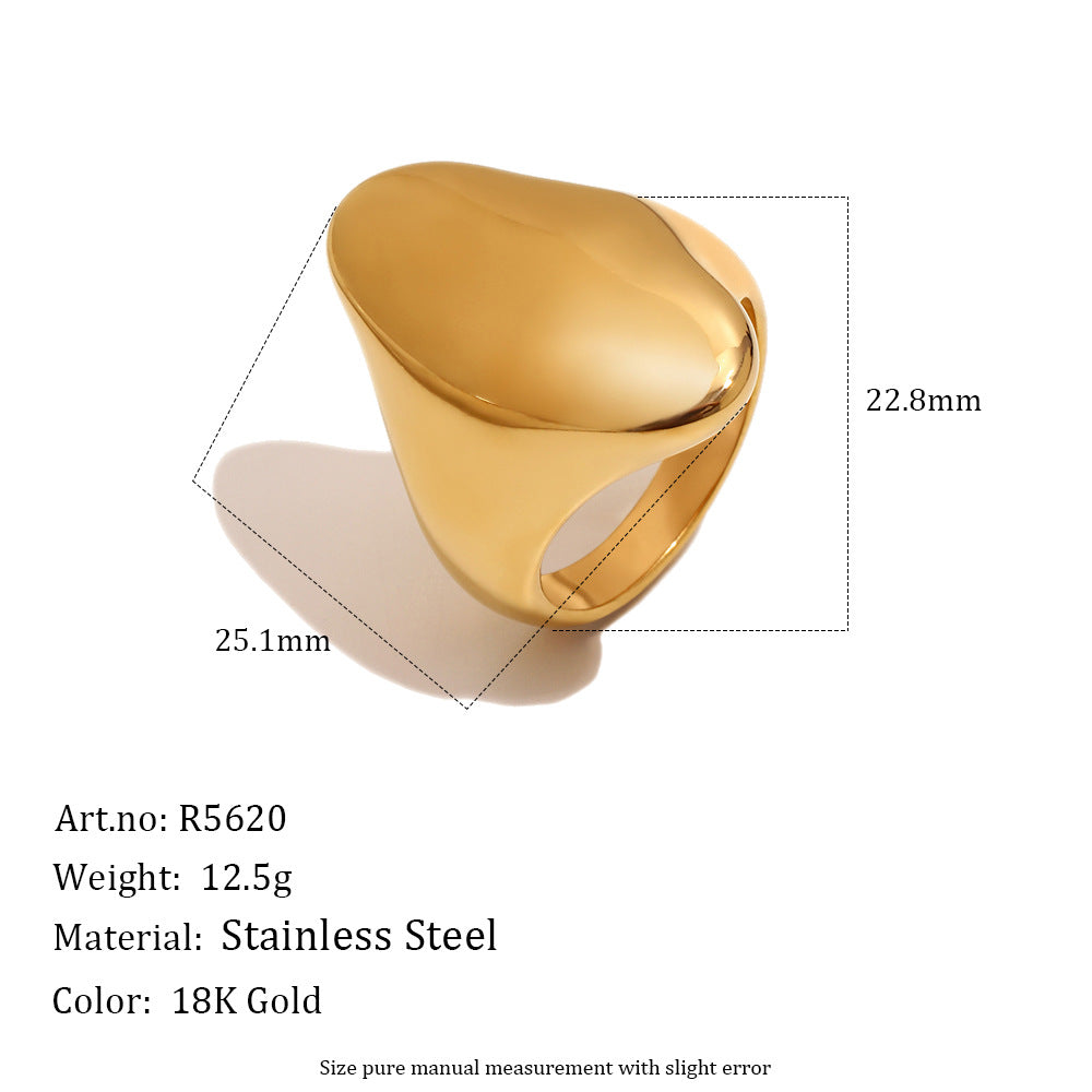 Gold-tone organic signet ring dimension image