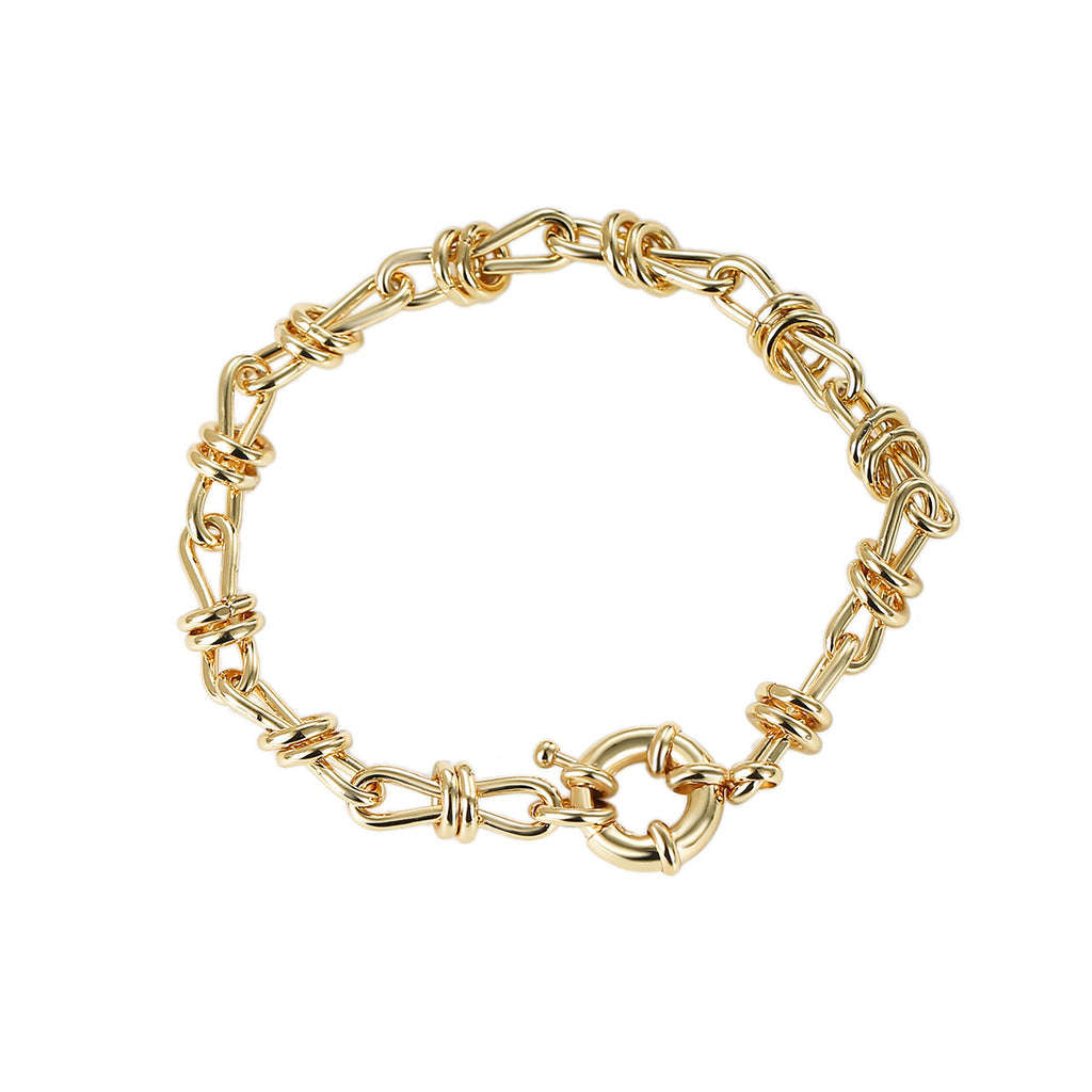 clean product view of open-link gold plated chain bracelet