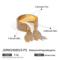 Beaded fringe ring showing band face dimensions