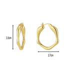33 by 27 mm gold plated wavy hoop earring dimensions