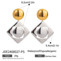 Two-Tone Geometric Stainless Steel Drop Earrings — wholesale view 5