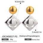 Two-Tone Geometric Stainless Steel Drop Earrings — wholesale view 5