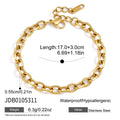 Rounded oval-link bracelet measurement chart