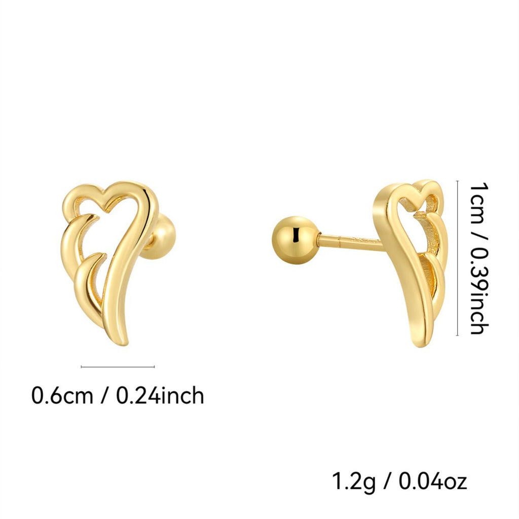 angel wing ball-back earrings with 10 by 6 mm measurements