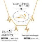 Layered initial charm necklace with repeating MAMA letters