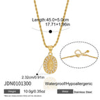 Oval portrait necklace with chain length and clasp diagram