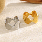 front angle of gold plated and silver stainless steel wave rings