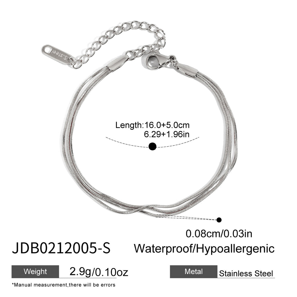 Steel color layered bracelet measurement chart