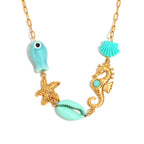 Ocean charm station necklace product front view