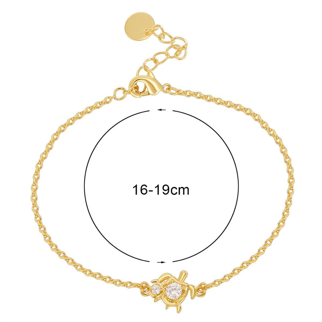 gold plated turtle bracelet with supplier-listed 16 to 19 cm length