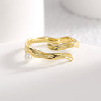 side view of the organic wraparound shell pearl ring