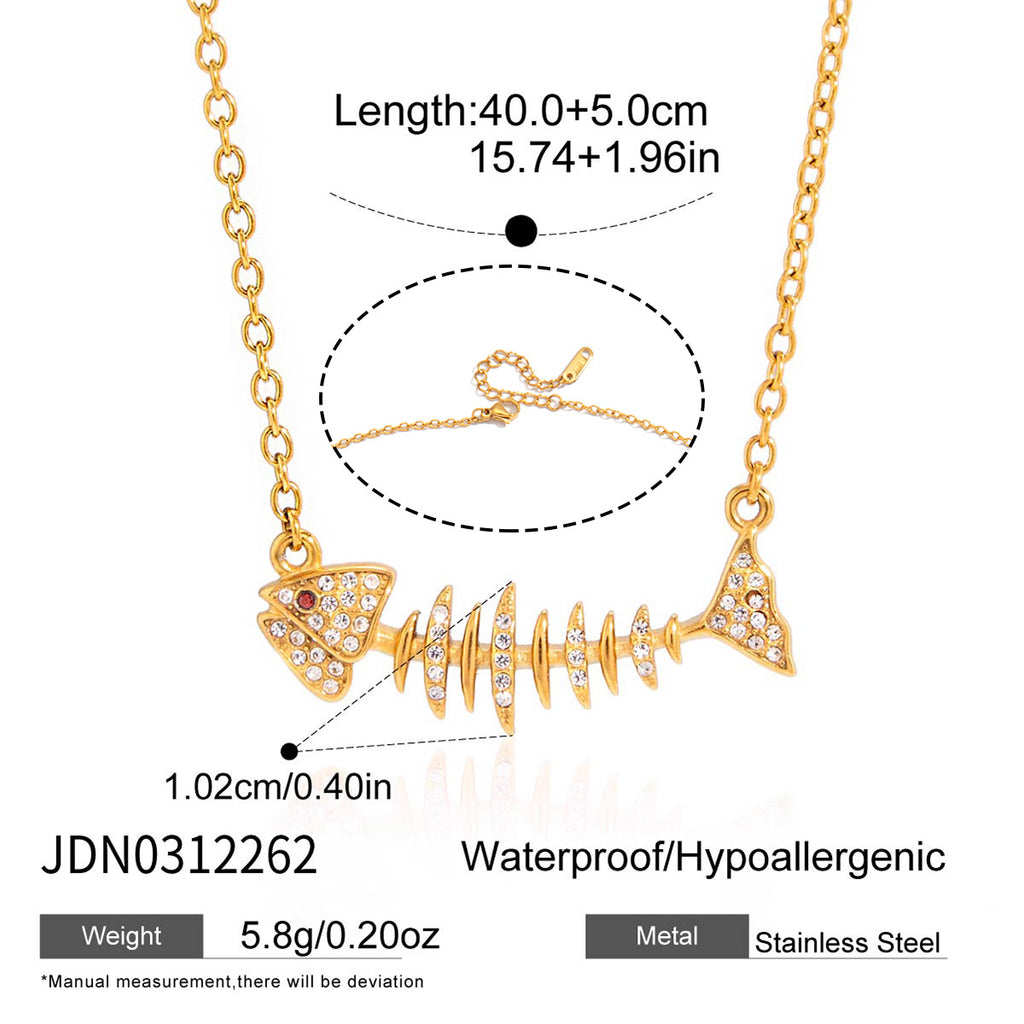 Fish skeleton necklace length diagram
