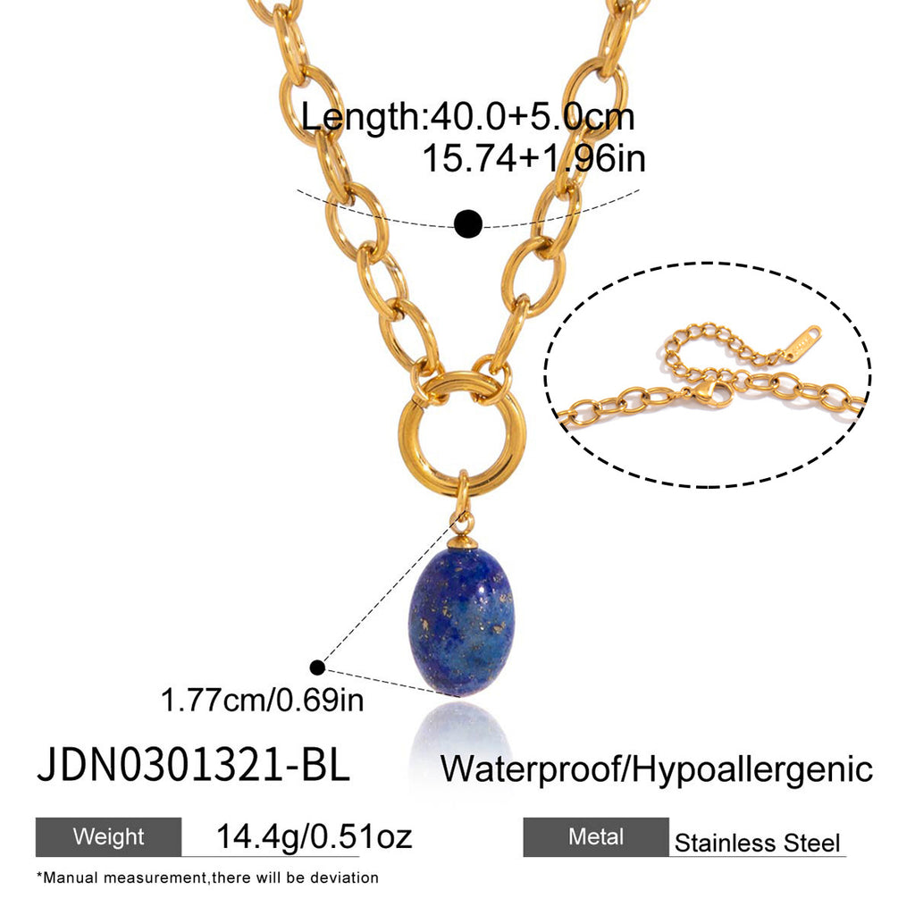 Blue oval accent necklace measurements