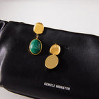 Wholesale Gold-Tone Stainless Steel Green Resin Drop Earrings - side profile